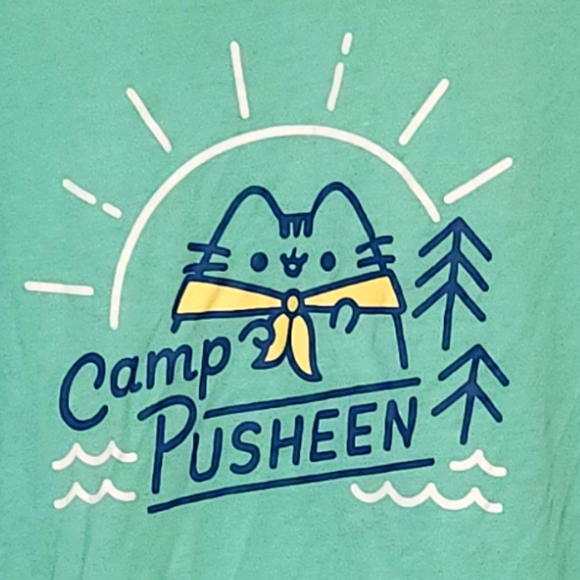 Pusheen Tops - ❌️ [SOLD] Camp Pusheen Green Blue Tee Shirt Top